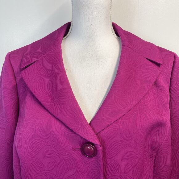 Le Suit Woman Skirt Suit Plus size 14W Pink Vienna Berry Embossed Career Wedding - Picture 3 of 13